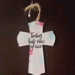 Watercolor Cross Ornament - "Today Has New Grace"